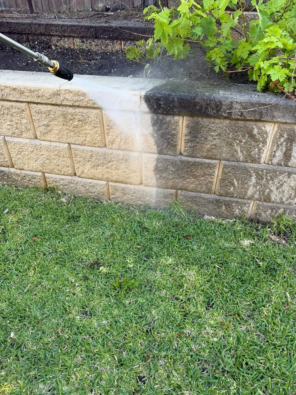 Garden wall wash in progress